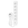 Multiprise SELDUR G6FA22B, 6 prises type E + interrupteur à voyant, Blanc, câble 2m