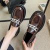 Fashion Brand Metal Chain Oxford Shoes Woman Thicken Soled Platform Flats Ladies Big Toe Loafers Girl Preppy Bullock Derby Creepers