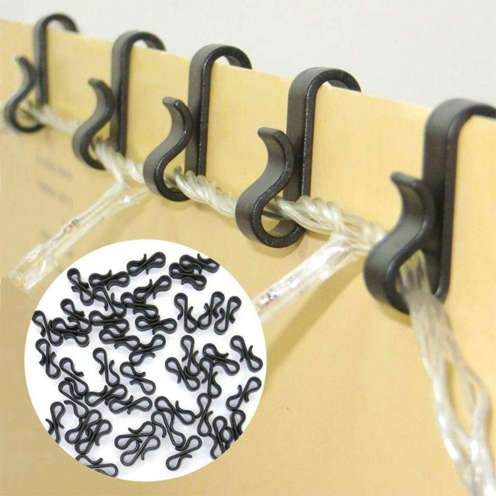 50pcs Multifunctional S-shaped Light String Hook Clip Firm Gutter Hooks Plastic Black/White Elastic Tightening Hooks Christmas