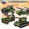 KAZI New 1075 Heavy Tank Car Military Suit Building Blocks Technology Pieces Children's Educational Assembled Toys 4 In 1
