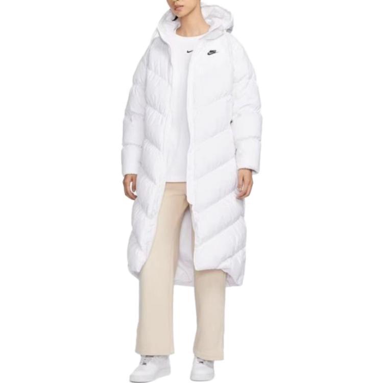 Nike Женские пуховики Белые С капюшоном Умеренные Другие FD8213-100