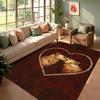 Gothic Dark Rope Heart Two Wolves Area Rug Dark Living Room Carpet Non Slip Floormat for Hallway Entryway Washable Retro Style