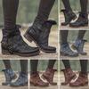 Women Leather Buckle  Boots Heel Boots Large Size Side Zipper Casual Shoes