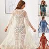 Women Lace Crochet Beach Bikini Cover Up Long Kaftan Maxi Dress Kimono Beachwear