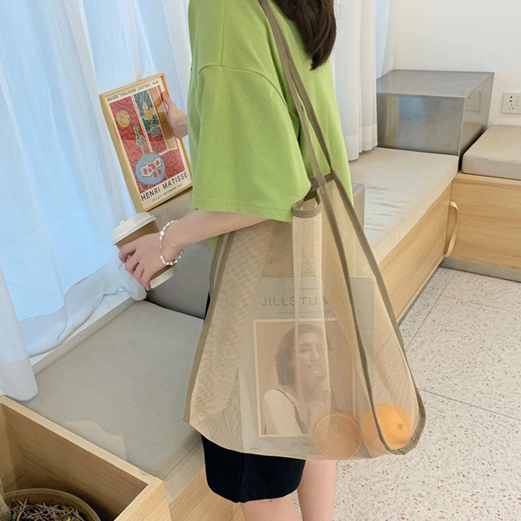 Mesh Hollow Out Tote Bag Women Trendy Women's Handbag Sandy Beach Shoulder Bag Large Capacity Canvas Shoping Girl Tote sac