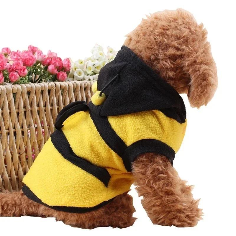 Пальто для щенков Bee Pet, одежда из флиса, толстовка с капюшоном для собак и кошек, карнавальный костюм, одежда для маленьких собак