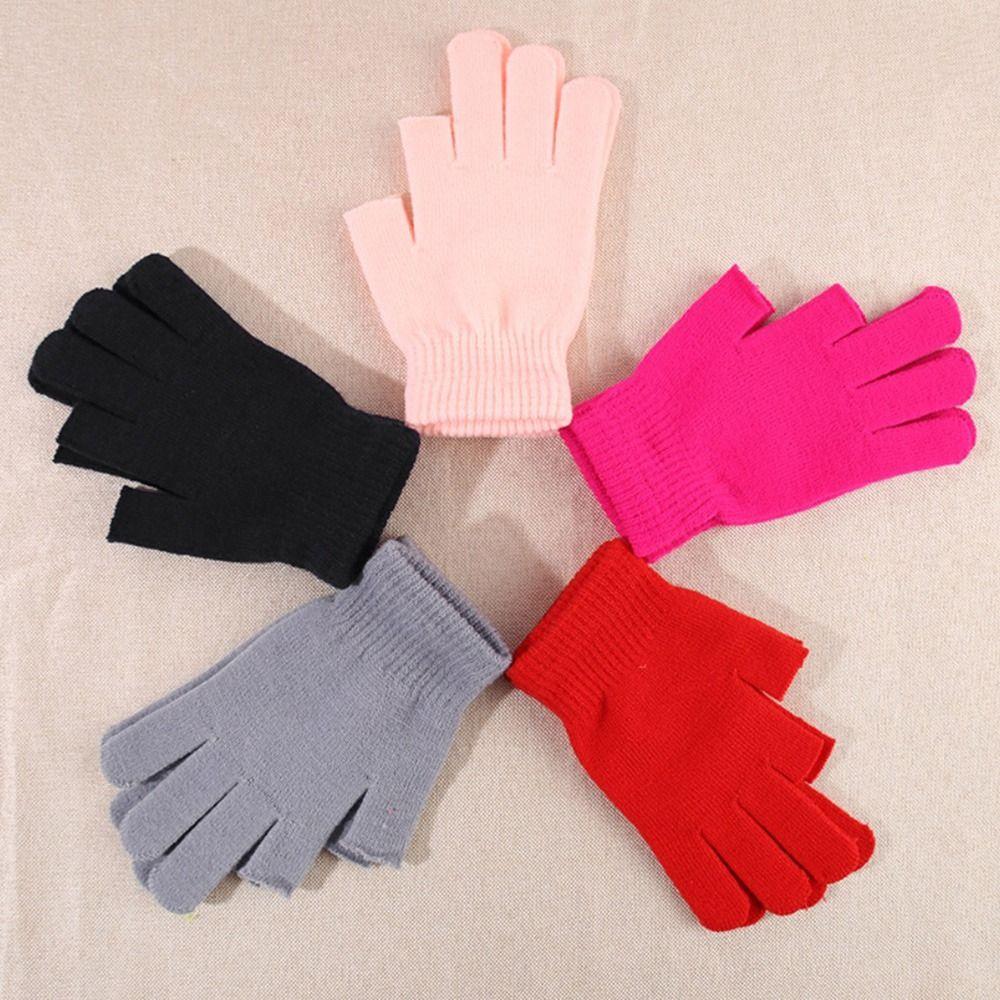 Gloves Outdoor Sport Woolen Knitting Women Gloves Thick Plush Full Finger Mittens Furry Warm Mitts