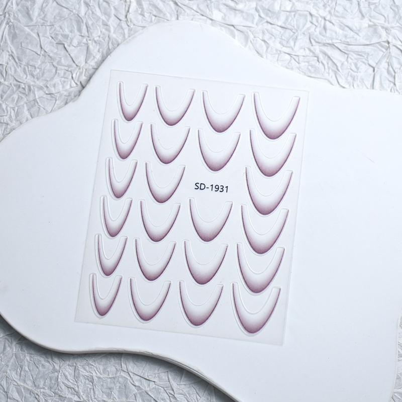 Французские линии 3D наклейки для ногтей розовые, красные, черные, зеленые, оранжевые Y2K самоклеящиеся слайдеры маникюр Y2K французский нейл-арт декоративная наклейка