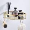 Modern Steel Shower Corner Shelf Wall-Mounted Brushed Gold for Apartment & Hotel Use