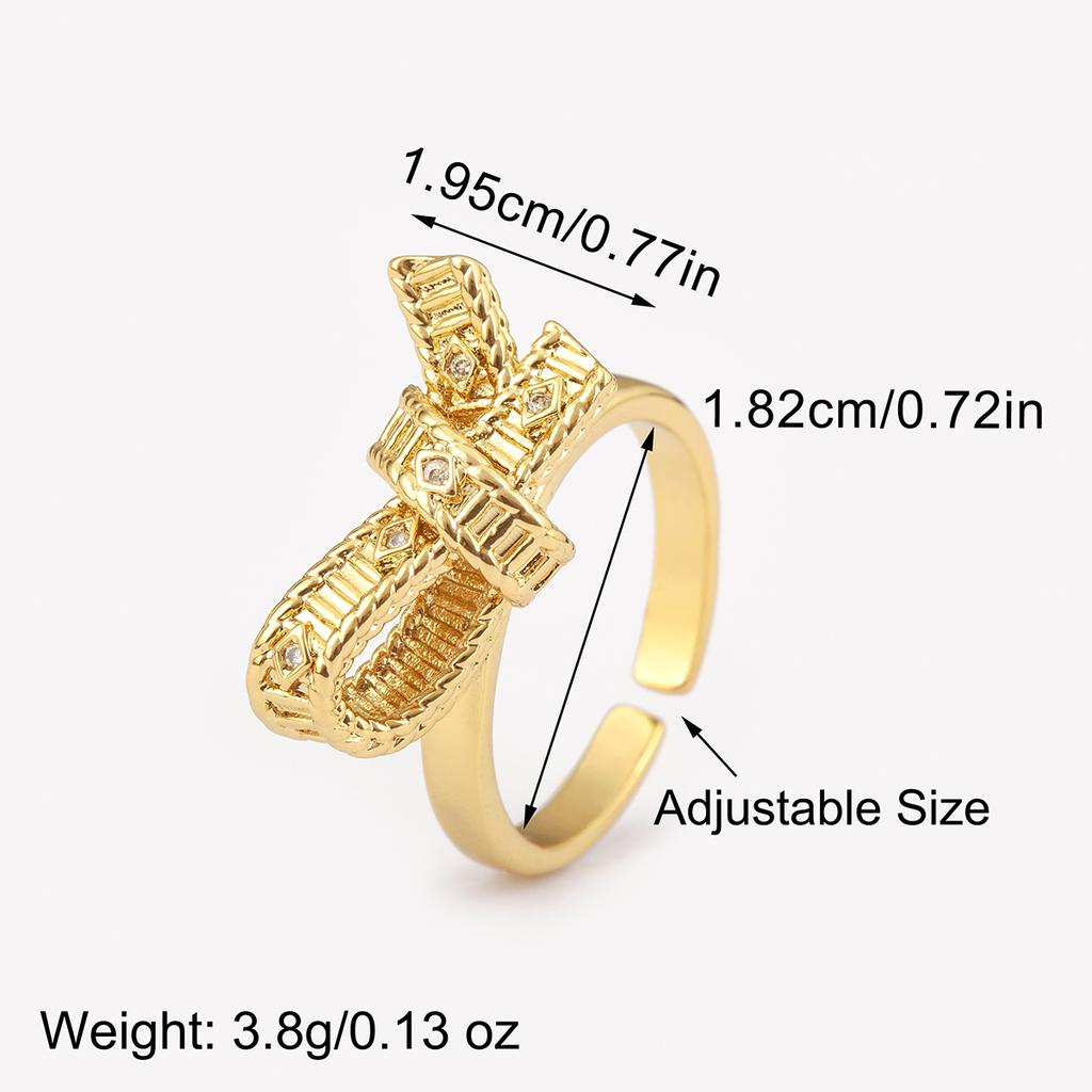 Nidin Romantic Fine Bowknot Shape Shine Zircon Open Rings Adjustable For Women Men Couples Elegant Aesthetic Finger Jewelry Gift