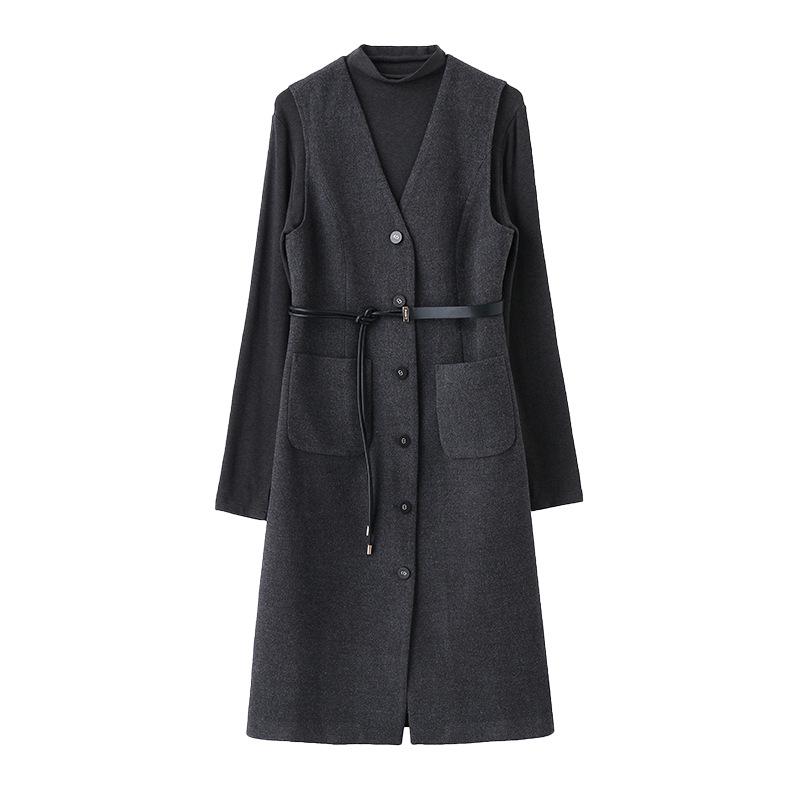 2025 Spring High-End Women's Fashion Two-Piece Set: Elegant Slimming Shirt & Vest Dress ME1861