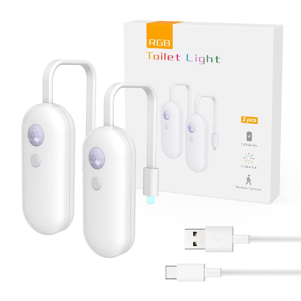 Светодиодный ночник RGB с датчиком движения для туалета, умный, автоматическое включение/выключение, несколько цветов, водонепроницаемый, перезаряжаемый, для ванной комнаты, туалета
