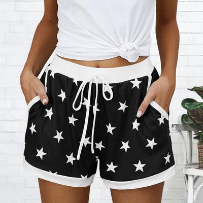 Женские пижамные шорты со звездным узором и высокой талией, дышащие пижамы для отдыха