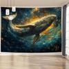1 шт. Гобелен «Звездная ночь и кит» с 3D-визуальным эффектом - Полиэстер, Отлично подходит для декора гостиной, спальни, офиса