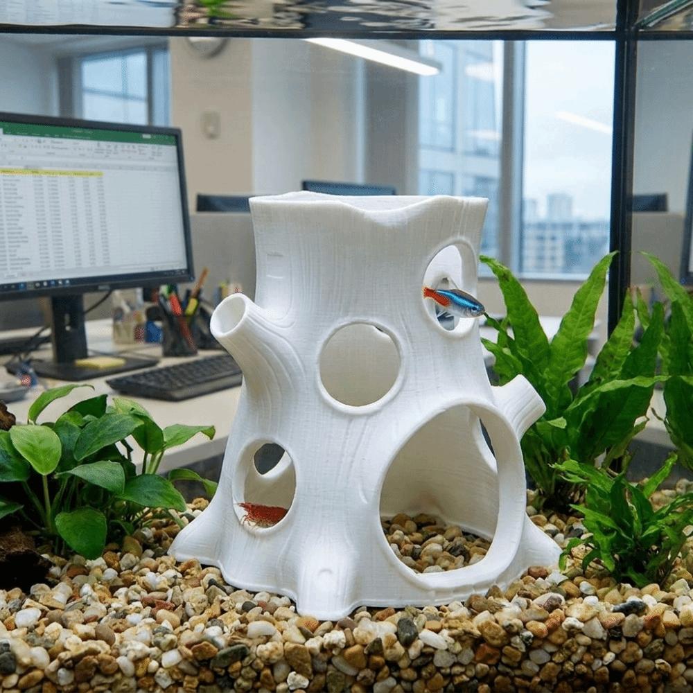 Multi-Hole Aquarium Hideaway Realistic Tree Stump Fish Shrimp Shelter Fish Tank