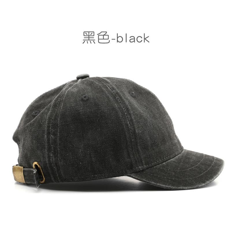 Short brim baseball hat men's solid color light board washed old retro versatile street trend soft top cap