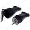 EU Rubber Waterproof Socket Plug 16A 250V IP54 Grounded European Connector With Cover For DIY Power Cable Cord