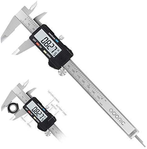 Adoric Life Digital Caliper with Large LCD Screen and Adoric Electronic Digital Caliper Stainless Steel Body | 0-6 Inches | Inch/Digit/Millimeter Conv