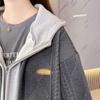 Пальто оверсайз, женское осенне-зимнее утолщенное пальто с капюшоном, женские теплые свободные топы, повседневный удобный топ на молнии