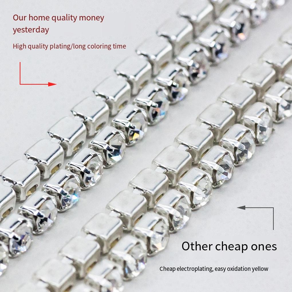 Rhinestone Link Chain Craft Jewelry Necklaces Cup Chains Colorful Shiny Trimming Sewing Supplies Accessories Decorations