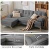 187.5 cm L-Shaped Sofa, with 3 Seat Cushions, Interchangeable Left/Right Chaise Side, Upholstered Armrests, Chenille Fabric, Metal Legs, Grey
