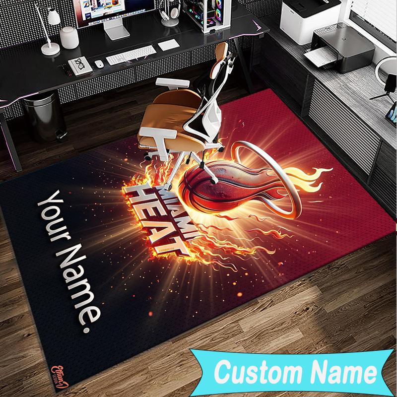 Custom Name Rug Miami Team Spirit Area Rug Suitable for Indoor And Outdoor,Carpets for Homes, Offices,Living Rooms,Home Decor,Christmas Gift