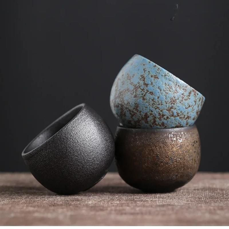 Single Ceramic Kung Fu Tea Cup Single Personality Japanese Household Cup Single Tea Retro Japanese Stone Pottery Kung Fu