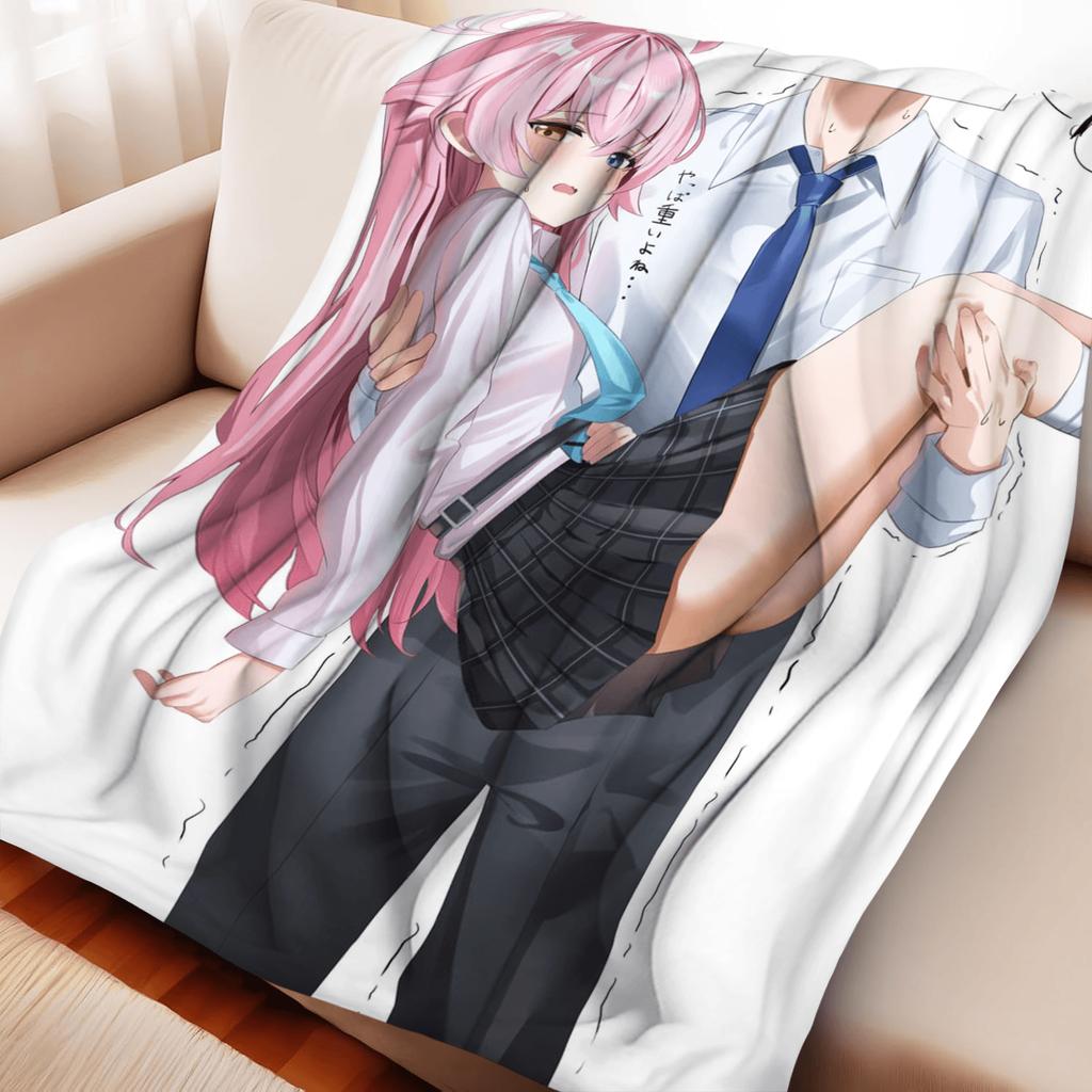 Cute Blue Archive Anime Fashion Blanket - Flannel Fleece Fabric, Lightweight & Warm, Machine Washable