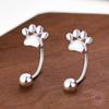 925 Sterling Silver Small Cat Paw Metal Stud Earrings for Women Cute Animal Screw Korean Ear Bone Nail Birthday Fashion Jewelry