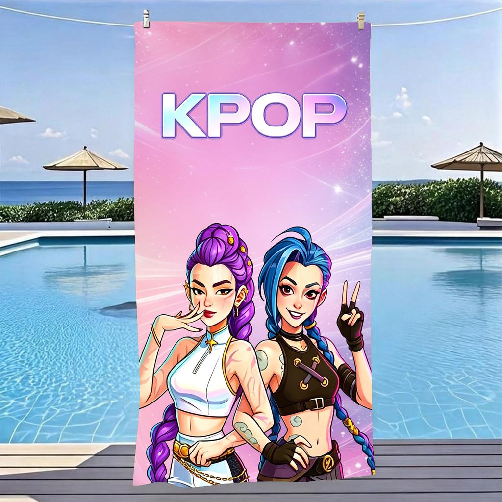 1 шт. Чиби K-pop Девушки Пляжное полотенце из микрофибры Быстросохнущее Банное полотенце для фанатов Плавание Наружные аксессуары для ванной
