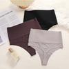3 шт. Бесшовные трусики-стринги с высокой талией для женщин, черные, для подтягивания живота и бедер, моделирующее фигуру нижнее белье, дышащие женские трусики, большие размеры