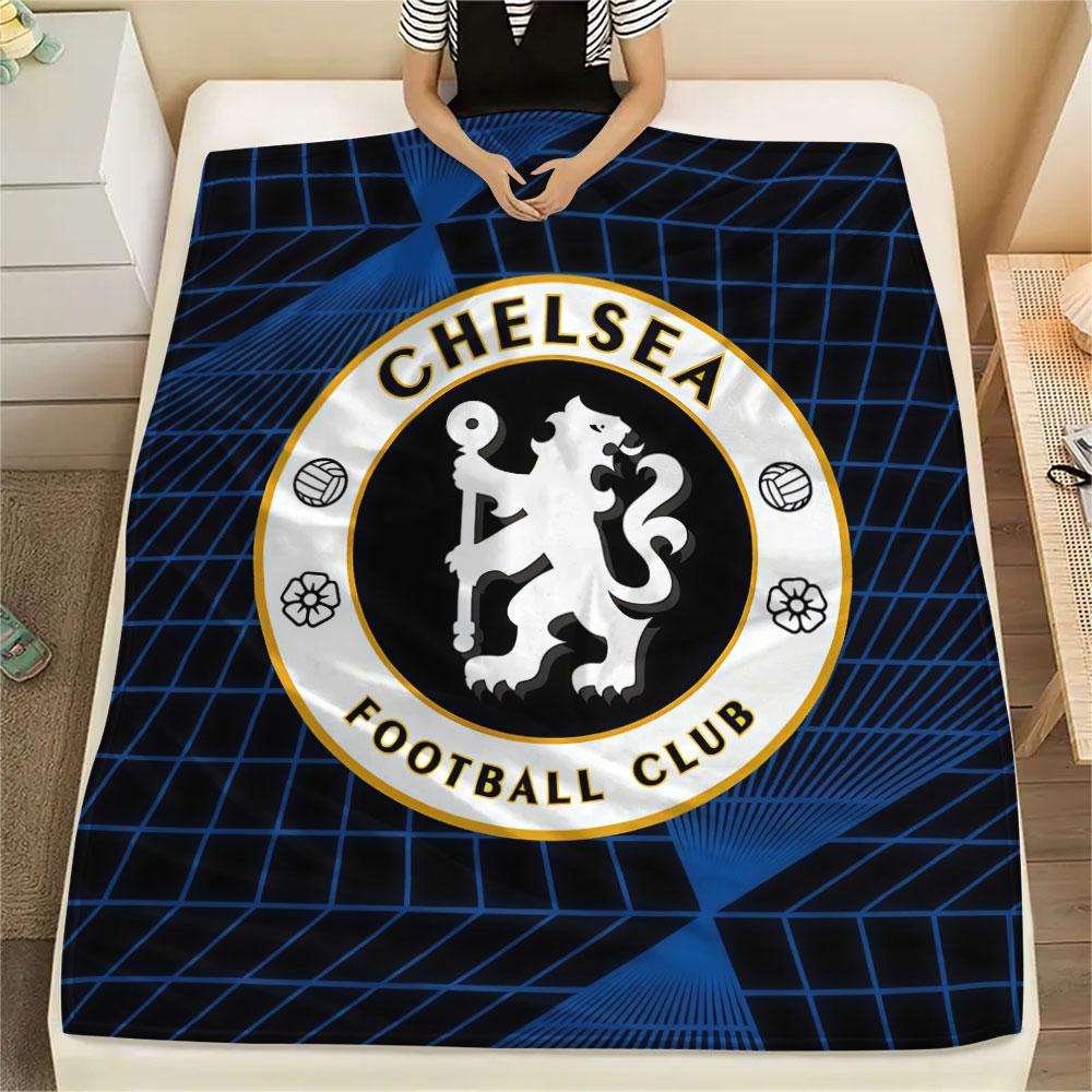 Chelsea Printed Flannel Blanket, soft throw for bedroom sofa, washable,soccer fan merchandise, great gift.