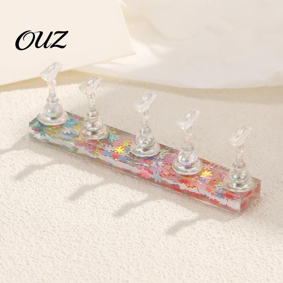 Nail Art Display Holder False with Glitter Base, Magnetic Press-on for Practice Stand Beginner Nails Painting, & Portable