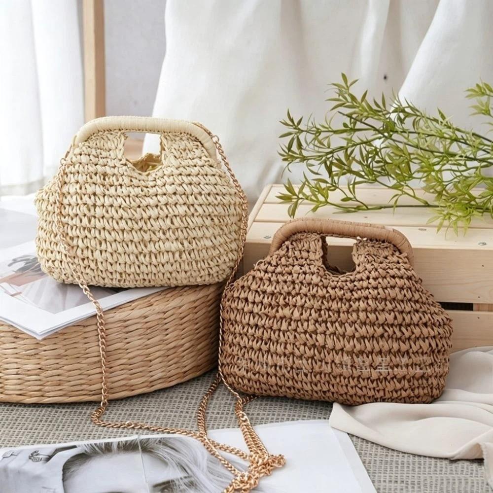Boho Crossbody Bag Leisure Woven Clutch Bags Fashion Straw Weaving Shoulder Bag for Ladies/Girls