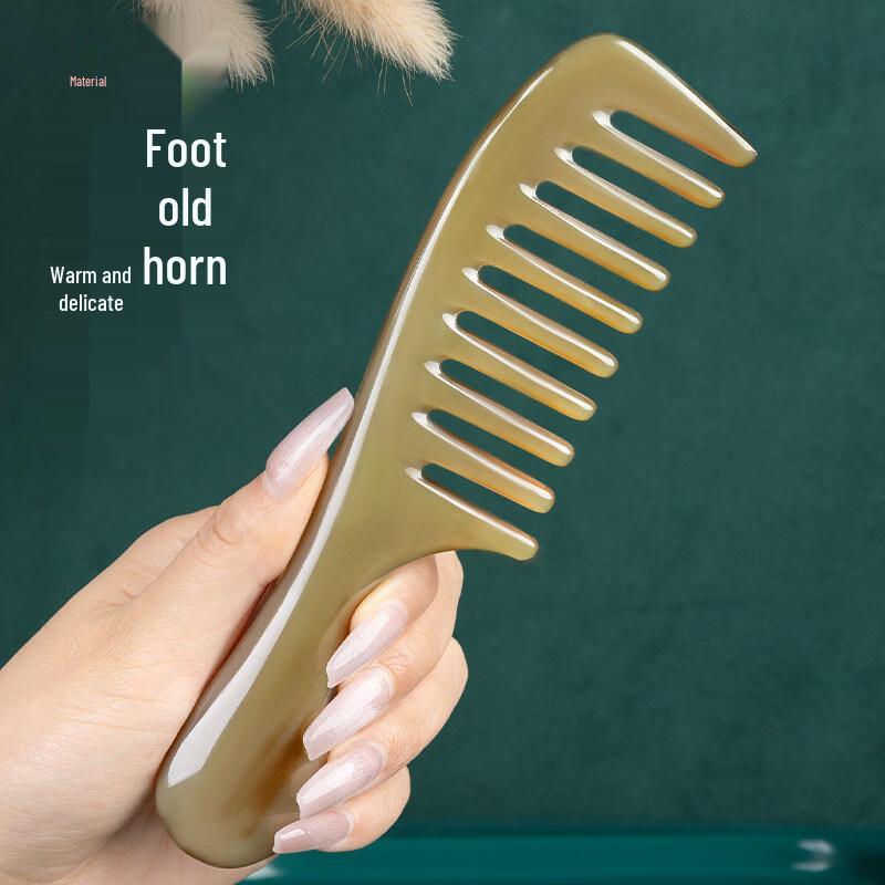 Натуральный гребень для волос из рога быка с широкими зубьями