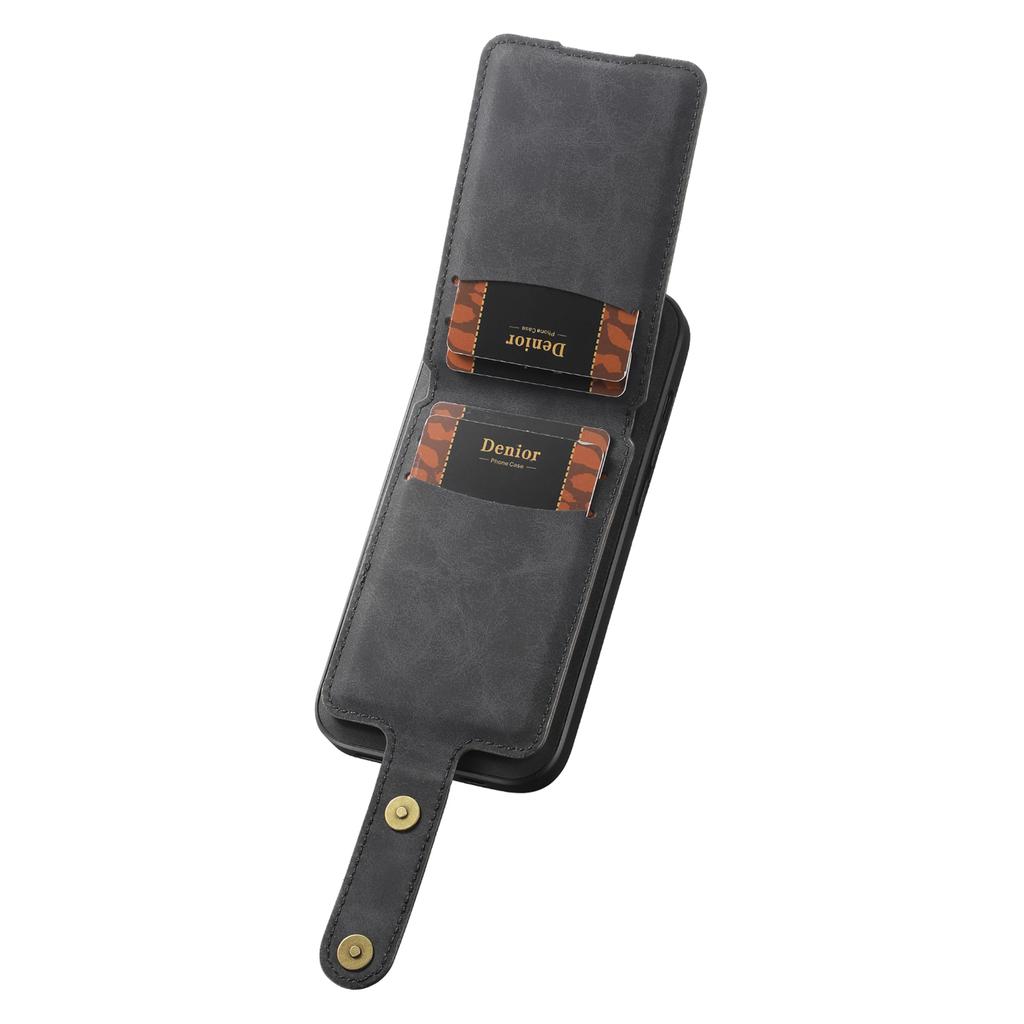 DENIOR D14 Чехол для iPhone 16 с подставкой и держателем для карт, задняя крышка для телефона из ретро-кожи