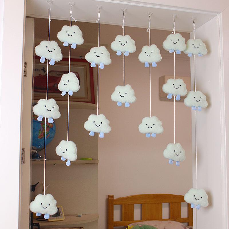 1set Felt Hearts Hanging Decorations Artistic Decor Cute Heart Curtains For Room Partition Girl's Heart Dreamy Cloud Aesthetic Design Home