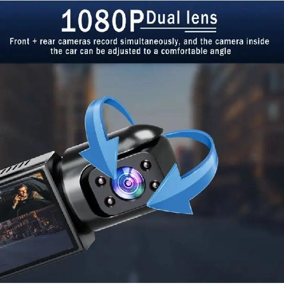 3,16-дюймовый IPS 1080P Видеорегистратор Автомобильный DVR Двойная камера Передняя Внутренняя Широкоугольный ИК Ночное Видение Видеорегистратор