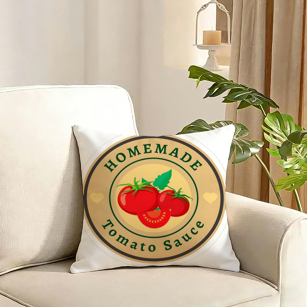 Funny Ketchup Label Cushion Cover Reversible Plush Pillow Cover Soft Fluffy Home Decor for Sofa Bedroom