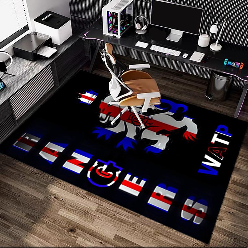 Rangers FC Rug Ideal for Reading Room, Multi-purpose Office Chair Sofa Carpet, Anti-slip Printed Home Area Rug
