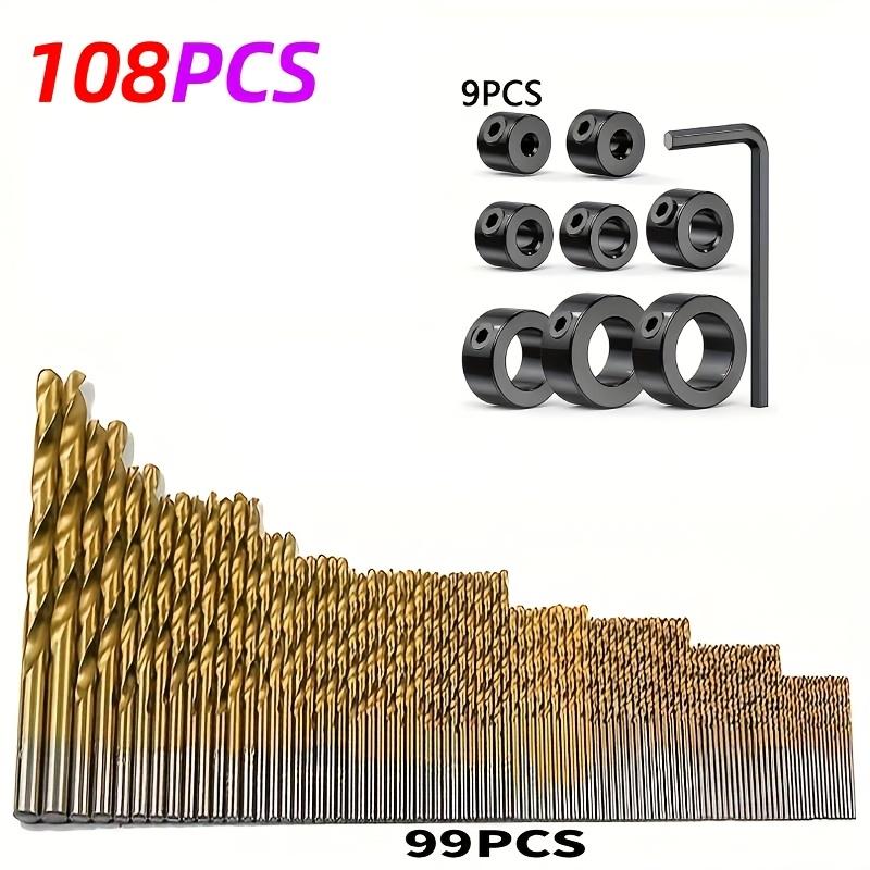 Drill Bit Stop Collars Set, 9 or 108 Pcs Adjustable Depth Control Rings with Hex Wrench