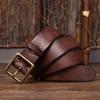 New Retro Fashion Personality Trend Old Pure Cowhide Belt Men'S Genuine Leather Copper Buckle Korean Version Casual Denim Belt