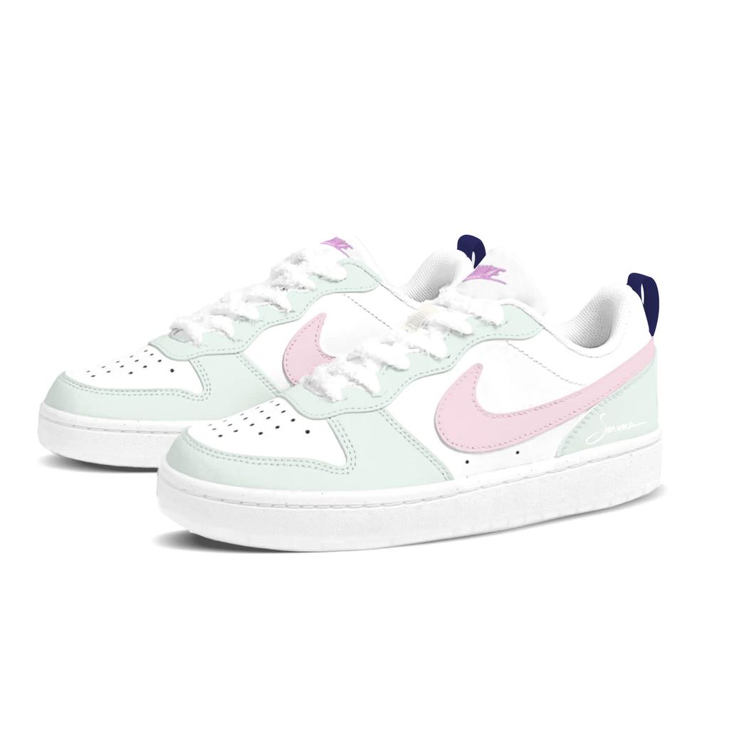 Nike Court Borough All Season Milk Cyan Low top Skateboard Shoes Women's Green Pink FV8120-141(Team1121-)