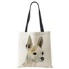 Women Handbag Linen Totes with Dog Print Casual Traveling Beach Gift Bags CLE