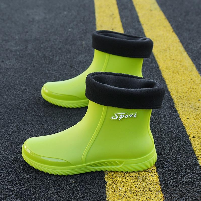 2025 новые дождевики мужские короткие водонепроницаемые резиновые ботинки повседневные сапоги для рыбалки автомойки рабочие водонепроницаемые сапоги нескользящие бархатные дождевики
