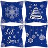 New Blue Christmas Linen Pillowcase Festive Home Decoration Bedside Pillowcase Sofa Cushion