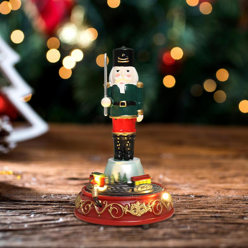Christmas Nutcracker Statue with Light and Music for Shelf Indoor Bedroom