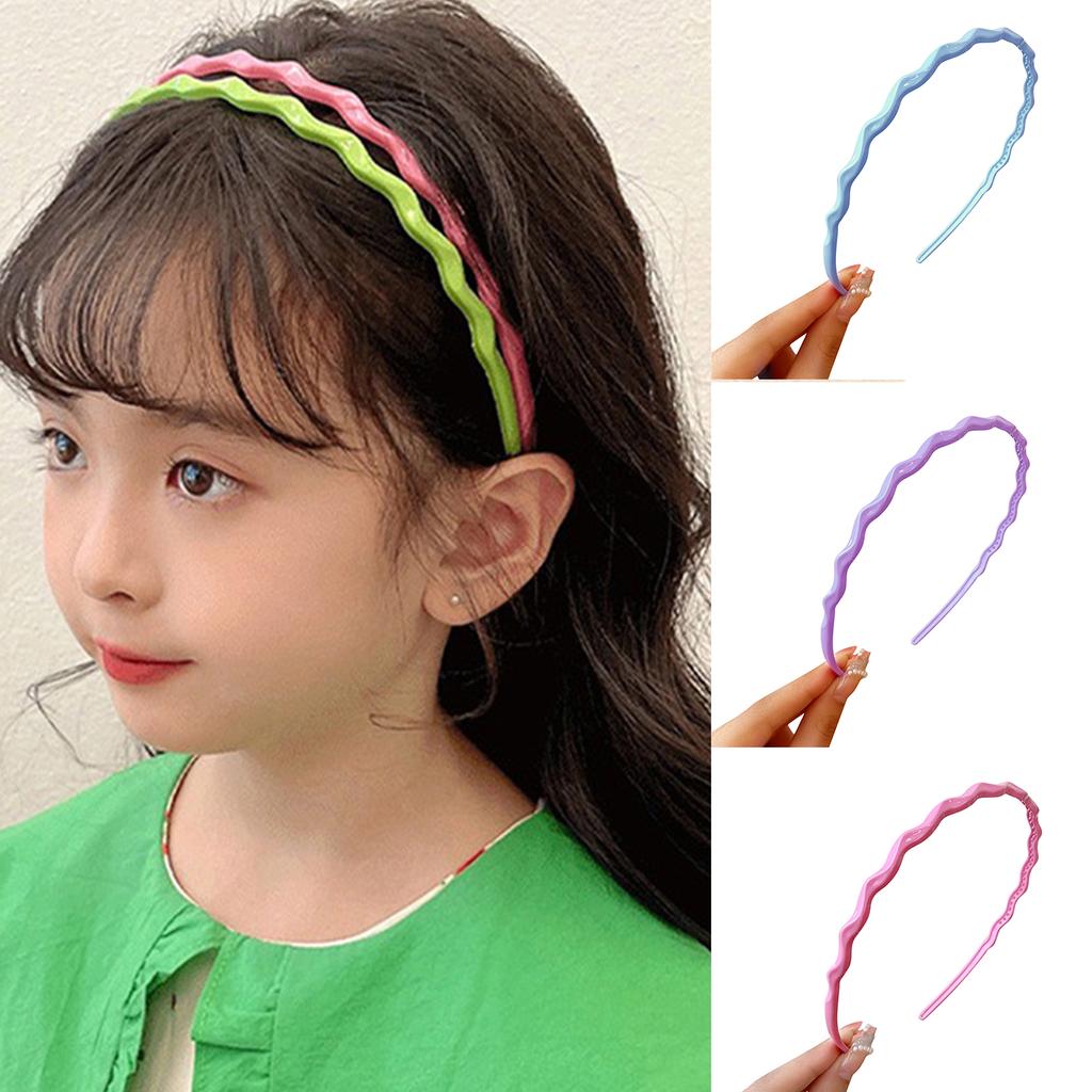 Thin Headband Non Slip Candygirl HeadBands for Girl Wavy HeadBand for Kid Candy Color Headband Plastic Hair Hoop