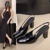 Fashion Women's High Heel Sandals Square Toe Cover Toe One Kick Heels Women Dress New Summer Square Heel Leaking Heel Sandalias De Mujer