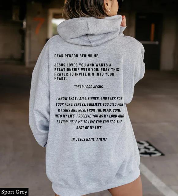 «Дорогой позади меня» Новая зимняя толстовка с капюшоном Jesus Hoodie Christian Hoodie